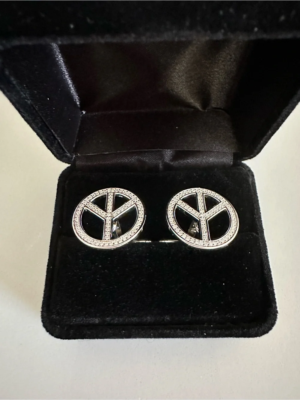 Sterling-Silver Peace Sign Cufflinks - ☮️ Designer Peace & Love By Nancy Davis